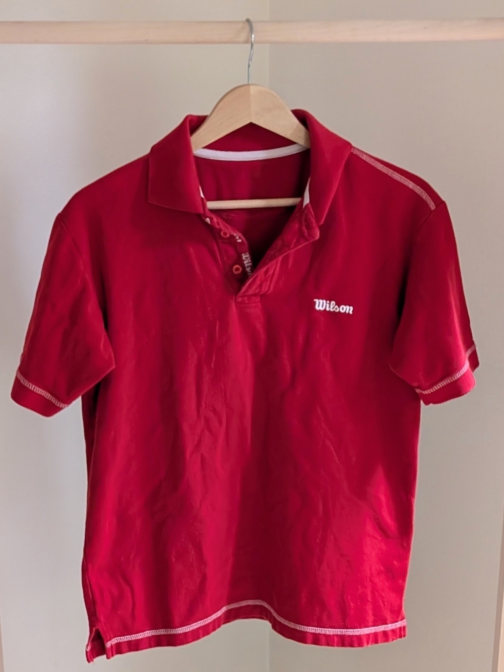 Vintage Wilson Y2K Contrast Trim Button-Front Collared Polo Shirt In Red